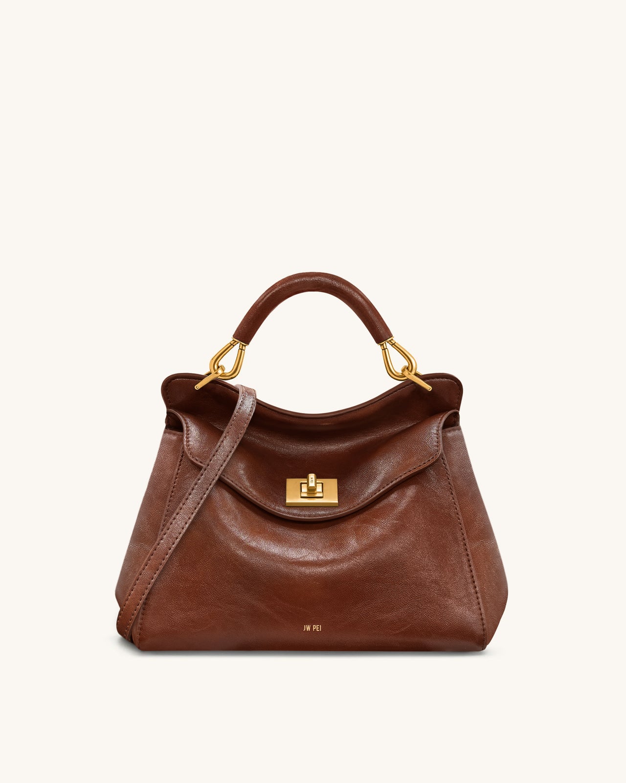 Lucia Borsa Classica a Mano con Manico Superiore - Marrone Caffè