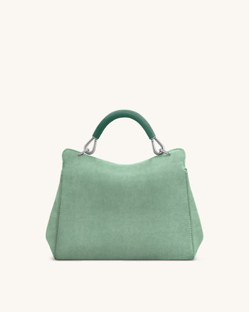 Lucia Borsa Classica a Mano in Finta Pelle Scamosciata - Verde Matcha