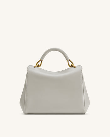 Lucia Borsa Classica a Mano con Manico Superiore - Grigio Chiaro