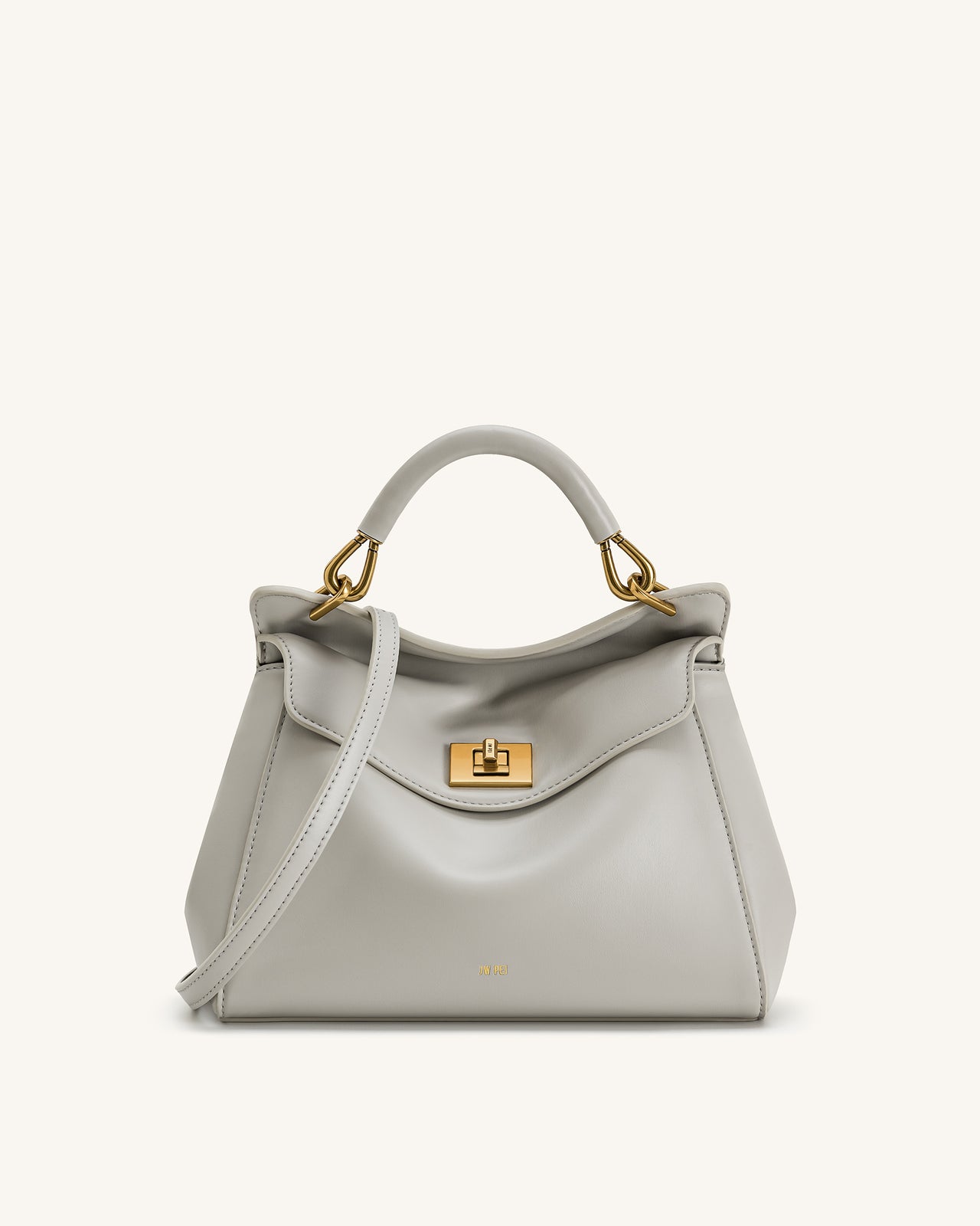 Lucia Borsa Classica a Mano con Manico Superiore - Grigio Chiaro