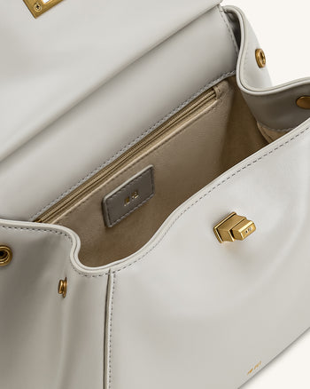 Lucia Borsa Classica a Mano con Manico Superiore - Grigio Chiaro