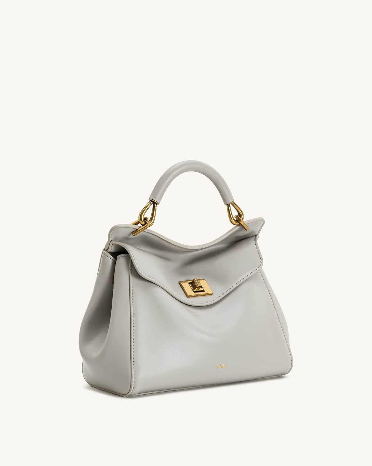 Lucia Borsa Classica a Mano con Manico Superiore - Grigio Chiaro