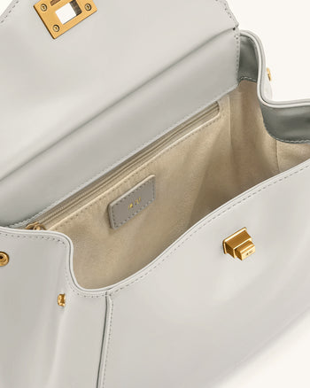 Lucia Borsa Classica a Mano con Manico Superiore - Grigio Chiaro