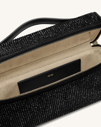 Thea Borsa con Manico Superiore in Cristallo Artificiale - Rosso