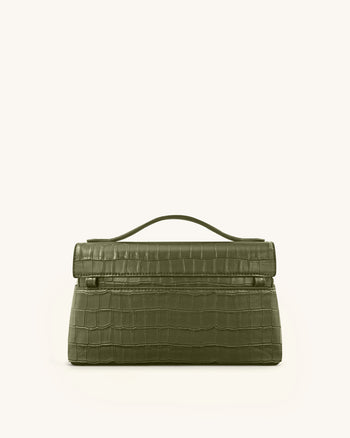 Thea Borsa a Mano con Motivo Coccodrillo - Verde Oliva