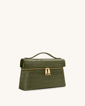 Thea Borsa a Mano con Motivo Coccodrillo - Verde Oliva