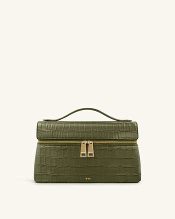 Thea Borsa a Mano con Motivo Coccodrillo - Verde Oliva