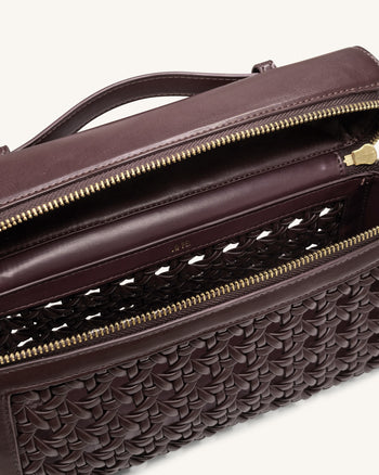 Thea Borsa a Mano Grande Intrecciata - Rosso Scuro