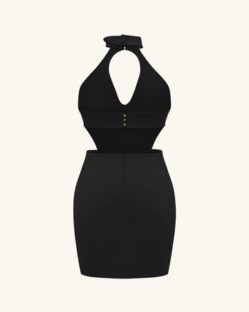 Gabriella Mini abito halter con cintura e cut-out - Nero