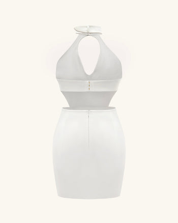 Gabriella Mini abito halter con cintura e dettagli cut-out - Avorio