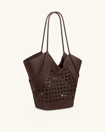 Maribel Borsa tote con pannelli intrecciati - Marrone scuro