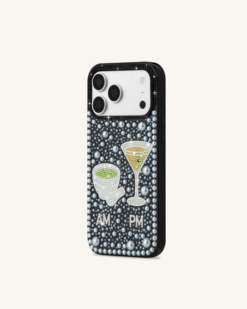 Pearl Cover per telefono decorata con Martini - Nero