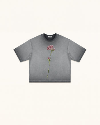 T-shirt The Enchanted con rosa in strass - Grigio slavato