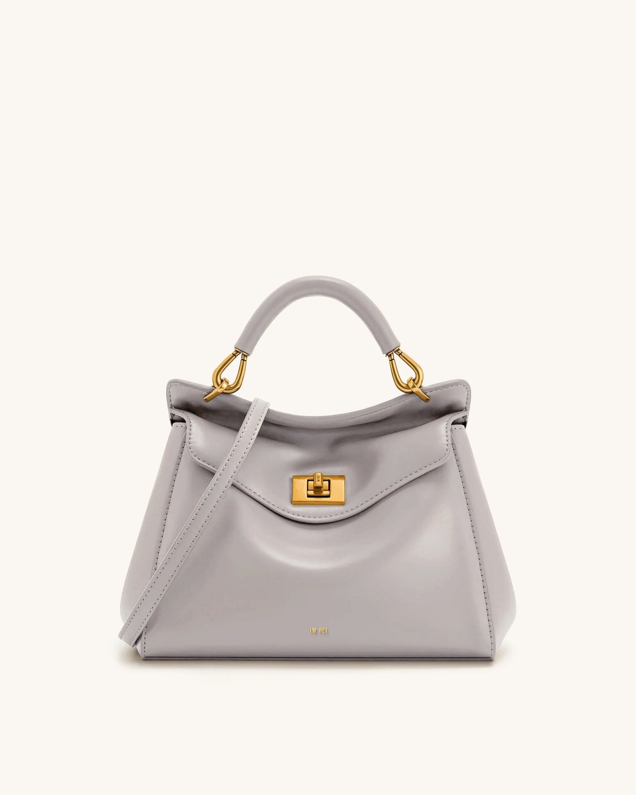 Lucia Borsa Classica a Mano con Manico Superiore - Grigio Chiaro