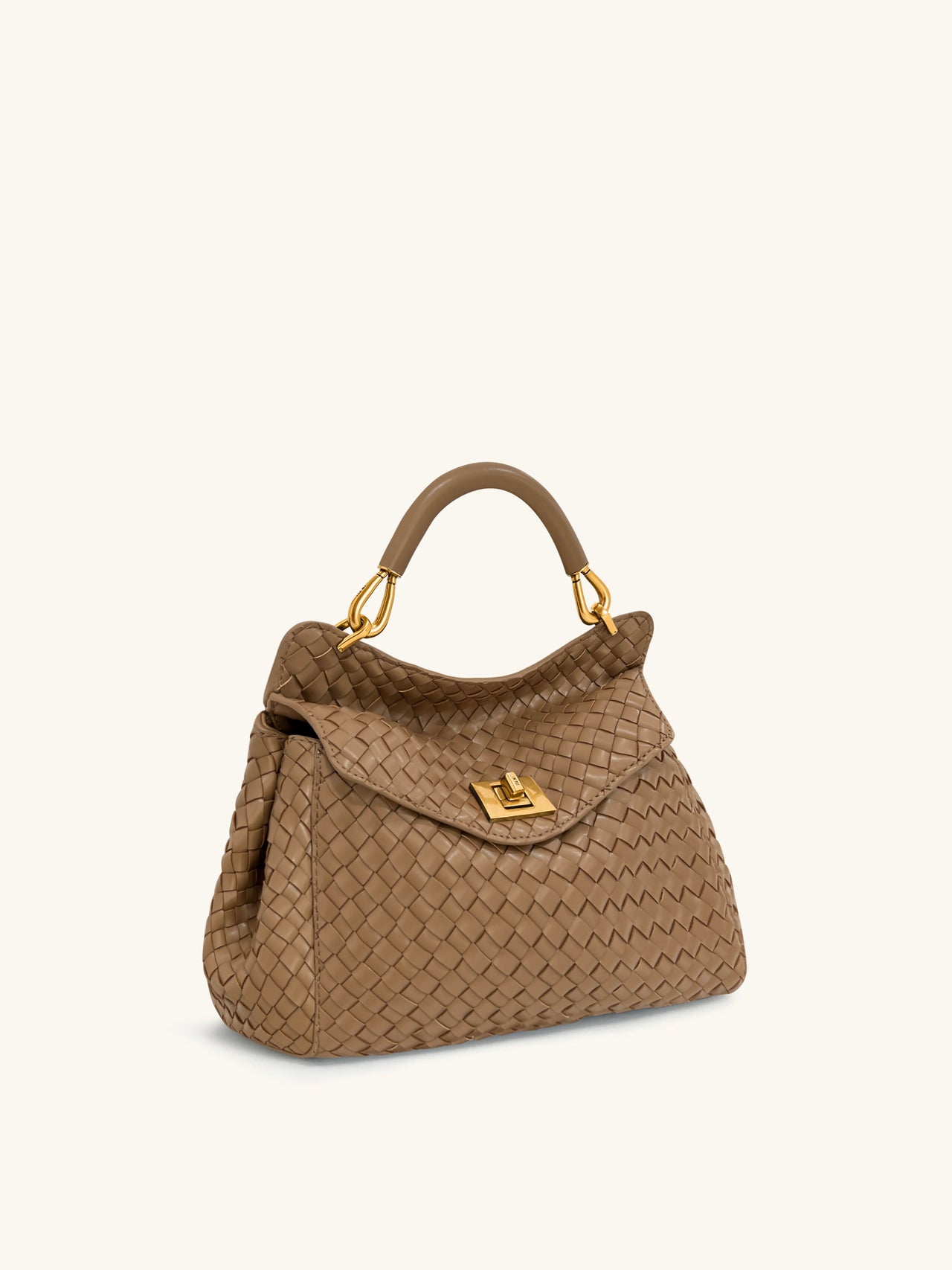 Lucia Borsa Classica Intrecciata con Manico Superiore - Marrone