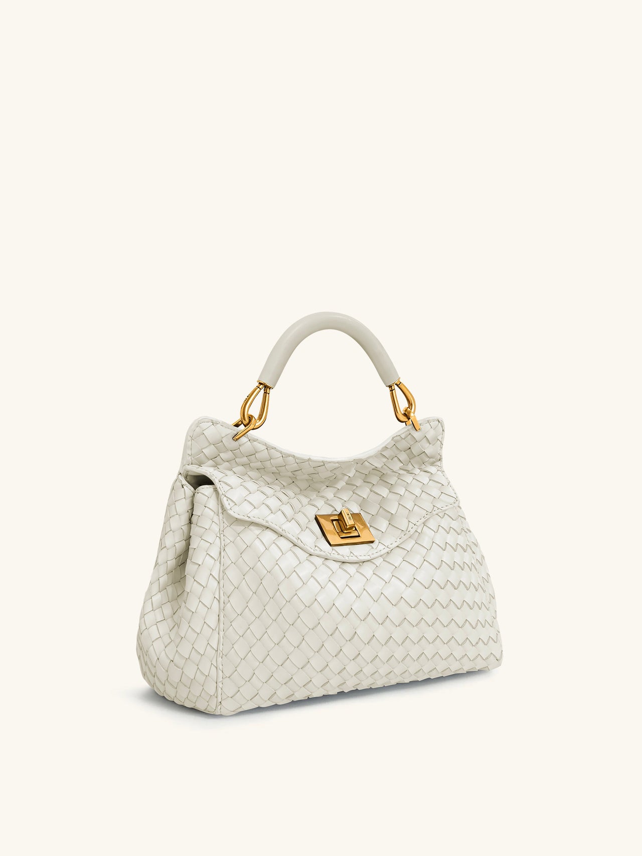 Lucia Borsa Classica Intrecciata con Manico Superiore - Bianco