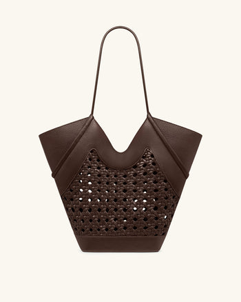 Maribel Borsa tote con pannelli intrecciati - Marrone scuro