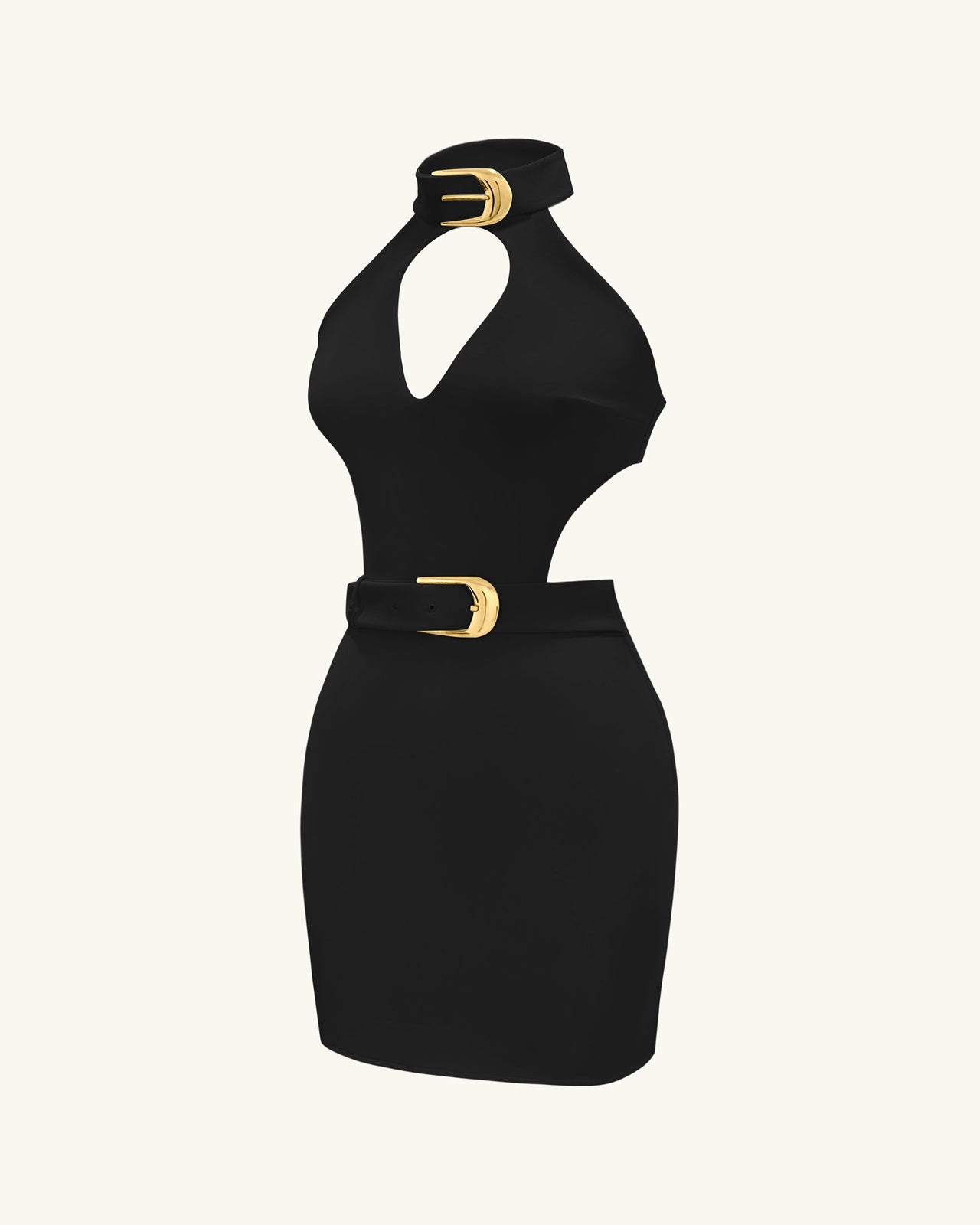 Gabriella Mini abito halter con cintura e cut-out - Nero