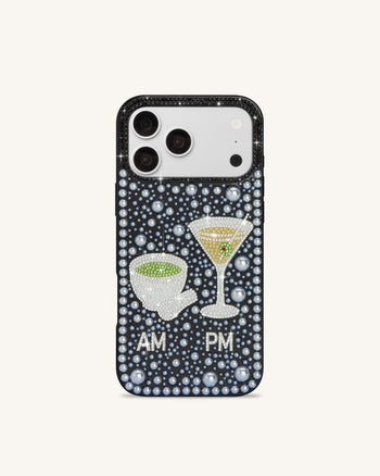 Pearl Cover per telefono decorata con Martini - Nero