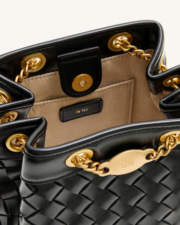 Yara Borsa Secchiello Intrecciata a Mano - Nero