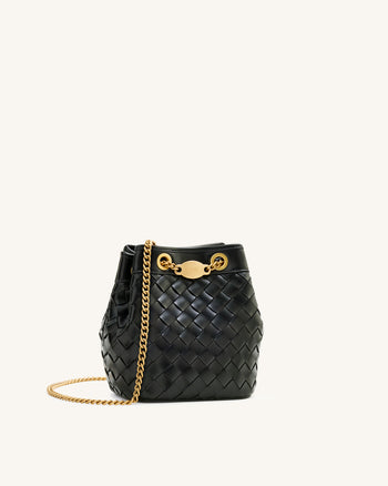 Yara Borsa Secchiello Intrecciata a Mano - Nero