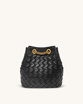 Yara Borsa Secchiello Intrecciata a Mano - Nero