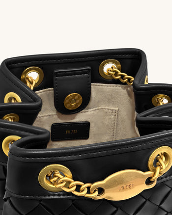 Yara Borsa Secchiello Intrecciata a Mano - Nero