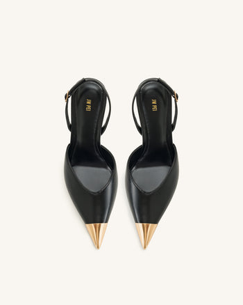 Savannah Slingback Pumps con Punta Dorata - Nere