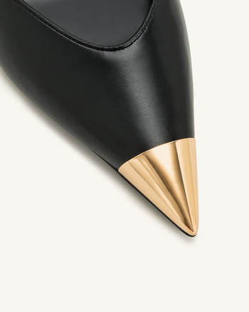 Savannah Slingback Pumps con Punta Dorata - Nere