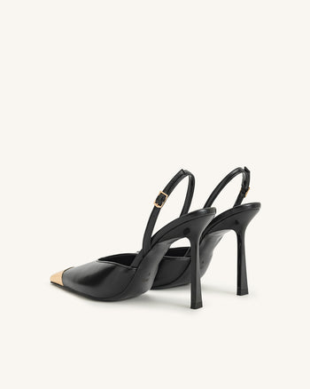 Savannah Slingback Pumps con Punta Dorata - Nere