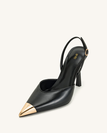 Savannah Slingback Pumps con Punta Dorata - Nere