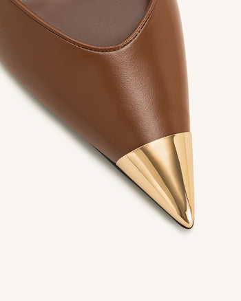 Savannah Slingback Pumps con Punta Dorata - Marrone