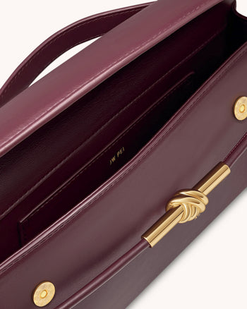 Bolso de Asa Superior con Nudo de Cuerda de Metal Lena - Granate oscuro