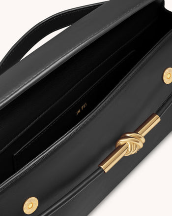 Bolso de Asa Superior con Nudo de Cuerda de Metal Lena - Nero