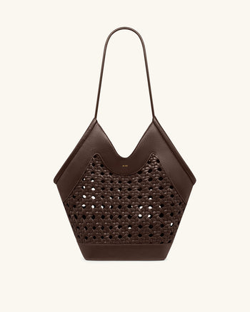 Maribel Borsa tote con pannelli intrecciati - Marrone scuro