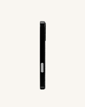 Cover per telefono con perle e bocca di squalo - Nero