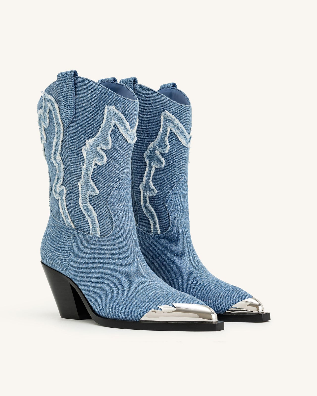 Riya Stivale da Cowboy in Denim - Blu