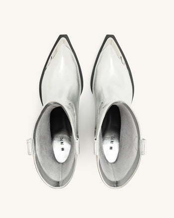 Riya Stivale Cowboy Metallico - Argento
