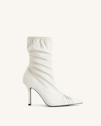 Joanne stivaletti in pelle con dettagli a pannelli - Bianco