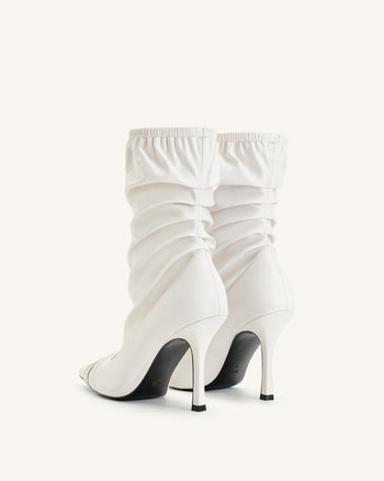 Joanne stivaletti in pelle con dettagli a pannelli - Bianco