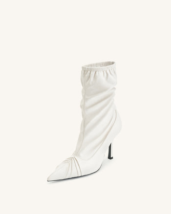 Joanne stivaletti in pelle con dettagli a pannelli - Bianco
