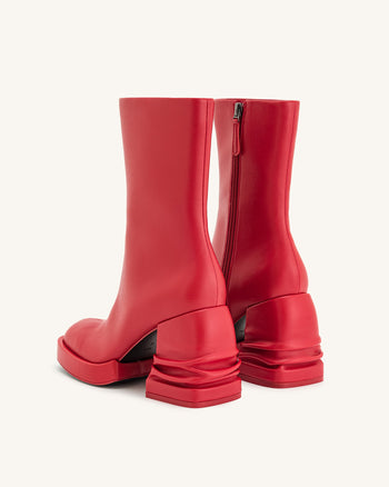 Saylor stivaletti alla caviglia con punta tonda e suola platform - Rosso