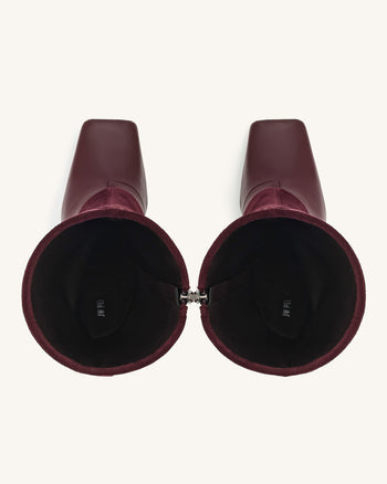 Reyna stivaletti in maglia con punta quadrata e platform - Rosso bordeaux