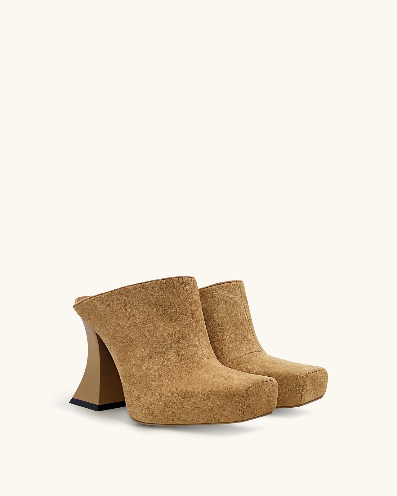 Reyna Mules con Plateau e Punta Quadrata - Marrone