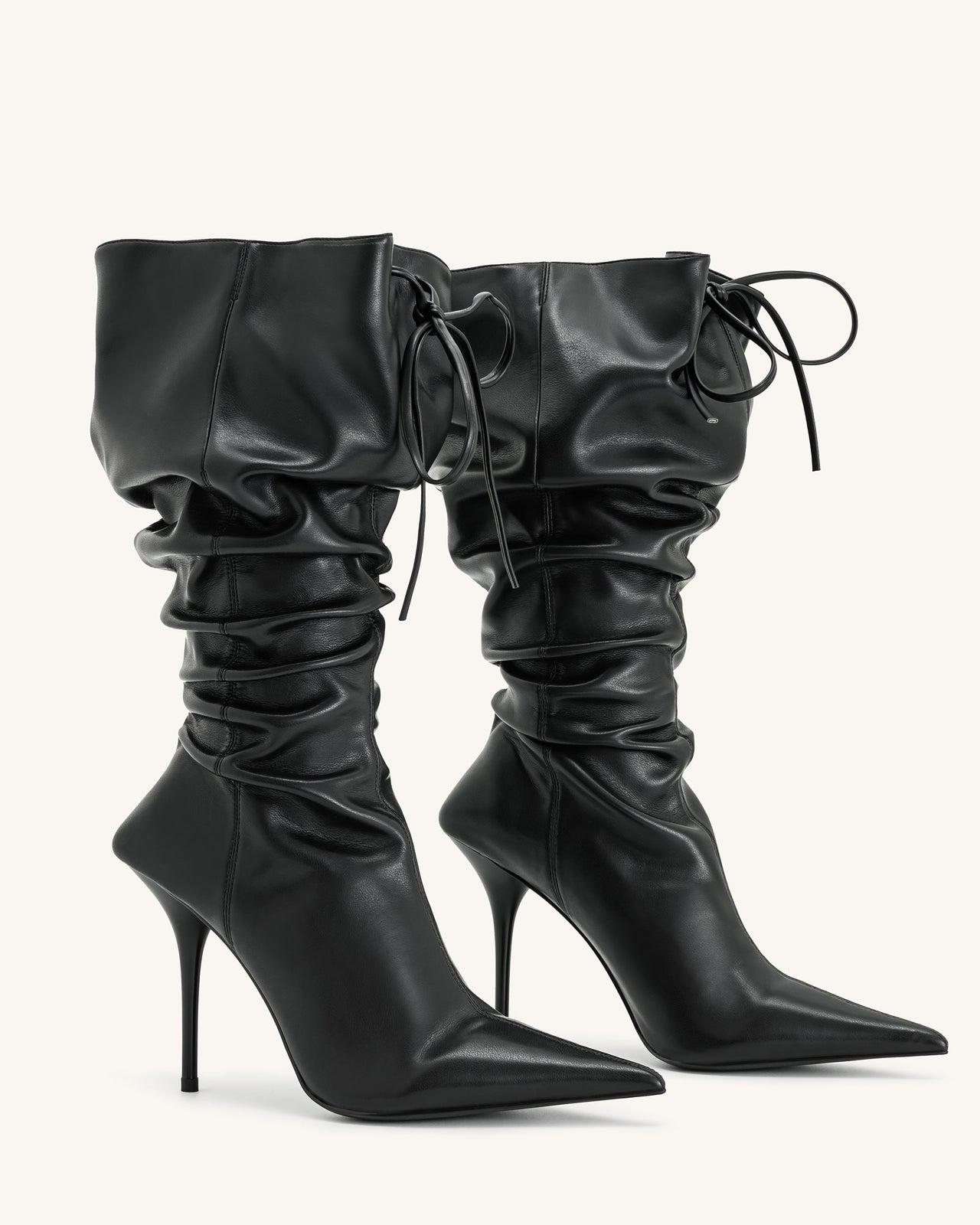Olivia Stivali con Tacco Alto in Pelle - Nero