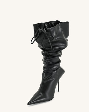 Olivia Stivali con Tacco Alto in Pelle - Nero