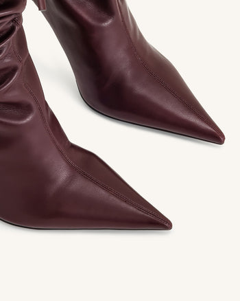 Olivia Stivali con Tacco in Pelle - Borgogna