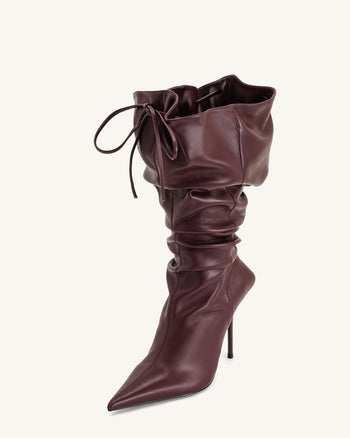 Olivia Stivali con Tacco in Pelle - Borgogna