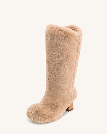 Stivali in Pelliccia Sintetica Slouchy Isabella - Beige