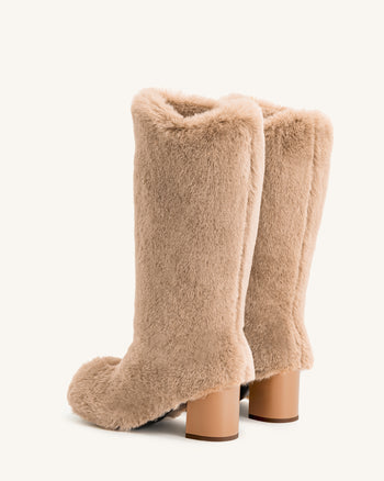 Stivali in Pelliccia Sintetica Slouchy Isabella - Beige